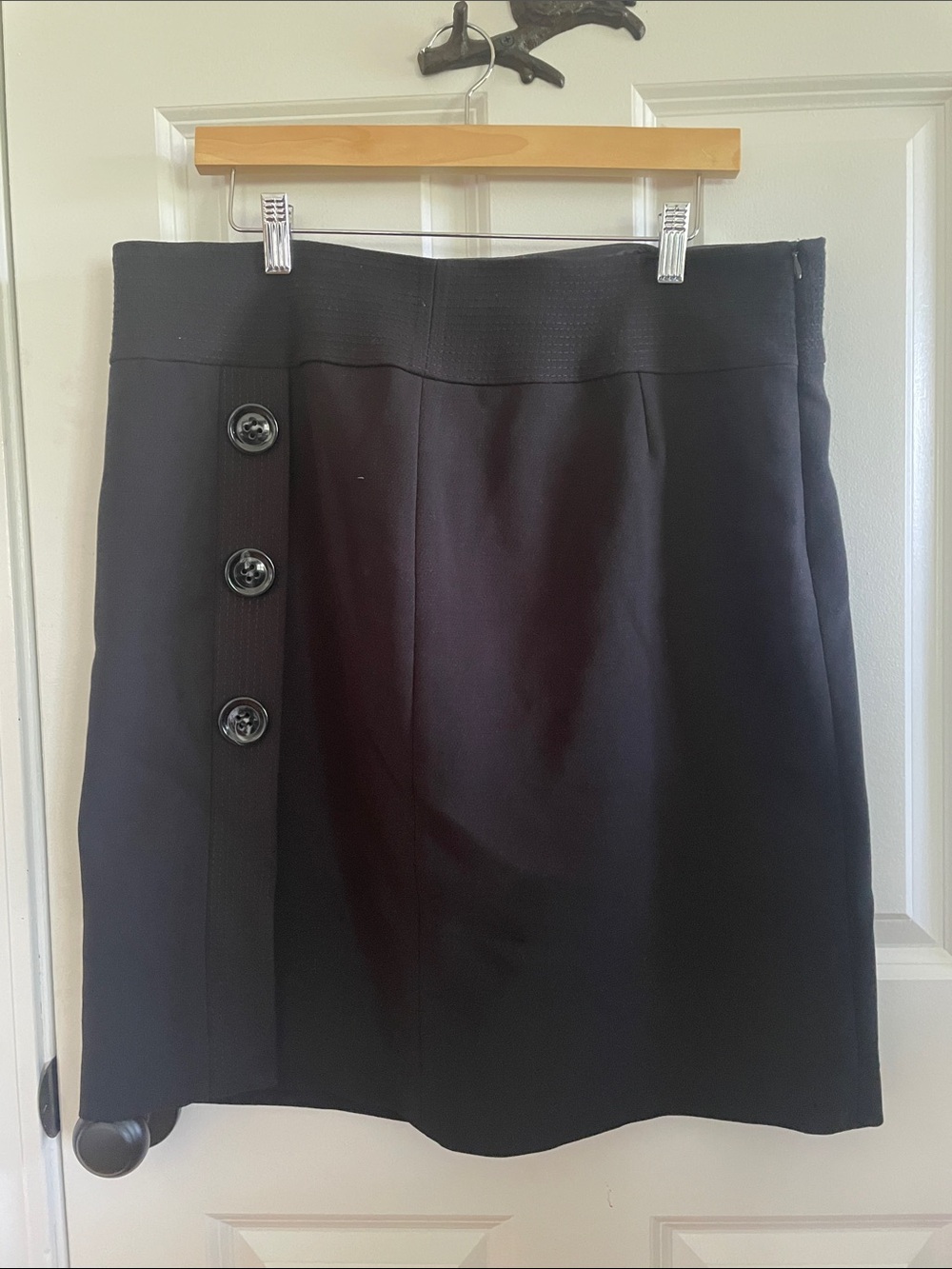 Talbots Black Midi Skirt with Side Button Detail